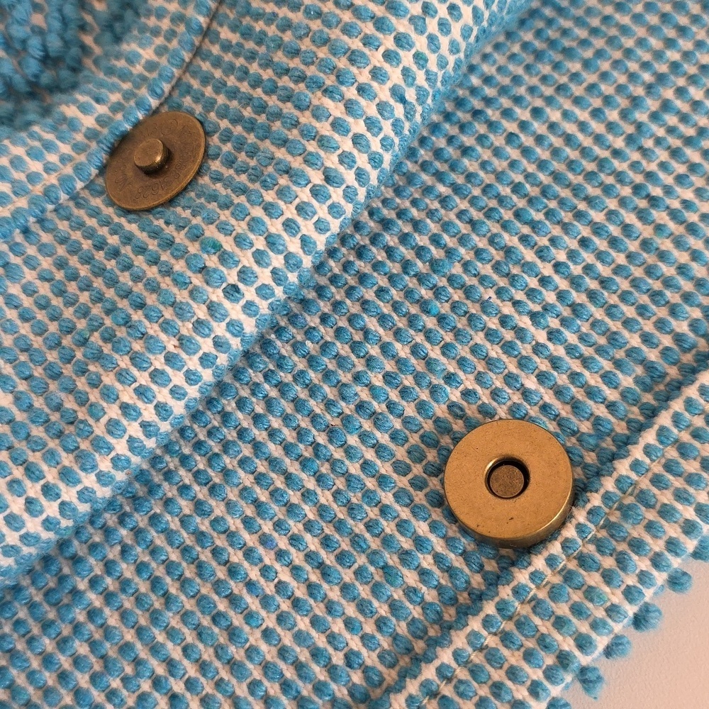 Turquoise Blue and White Tapestry Tote - Picture 9 of 9